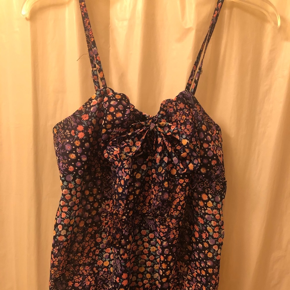 Floral Purple Spaghetti Strap Tank Top